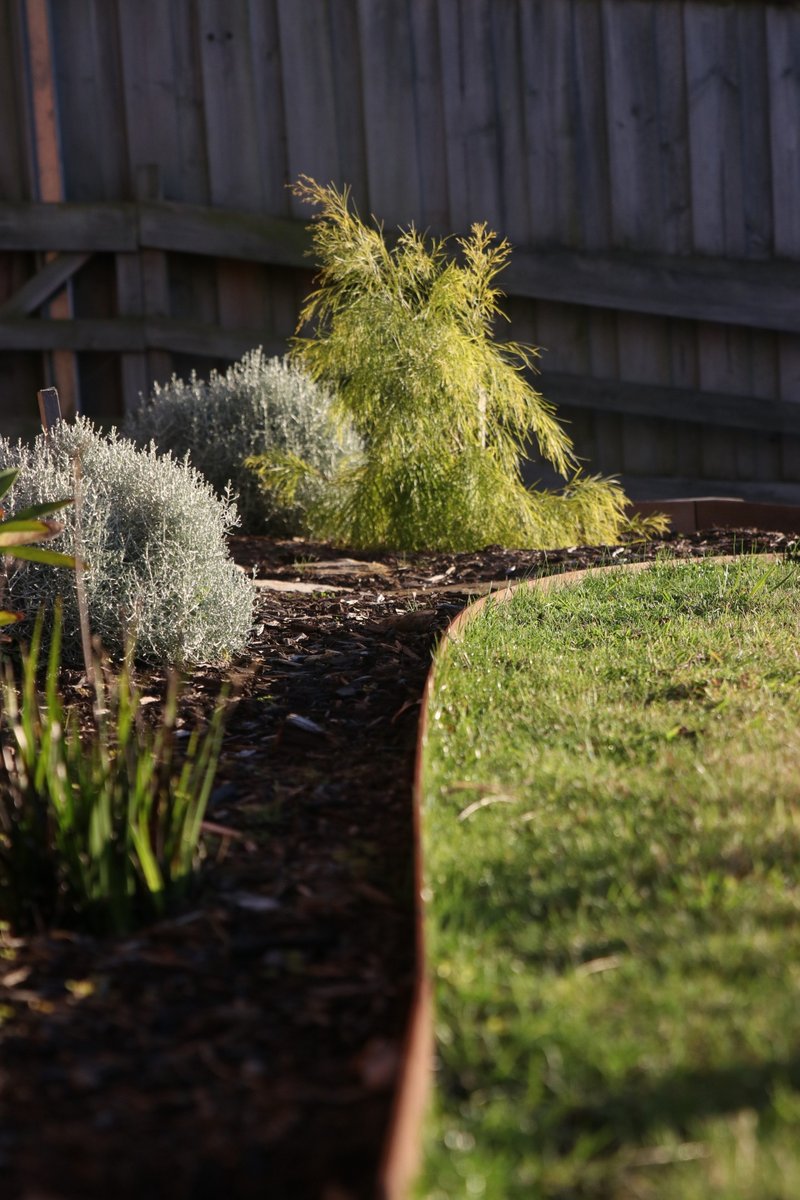 Steel edging and garden bed installation